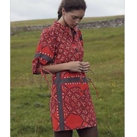 Anthropologie Moulinette Soeurs Pattern Silk "Maeshowe Shirtdress" Dress - Picture 2 of 10
